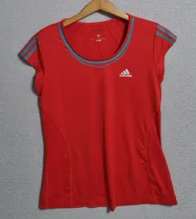 L ) adidas(アディダス) 赤 機能性 半袖T