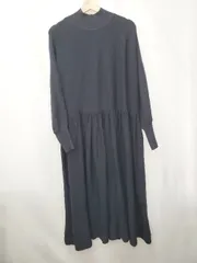 ◇ ⊆ シーズンスタイルラボ ハイネック 長袖 ロング丈 ニット ワンピース サイズ38 ネイビー系 レディース E  【1508060007810】