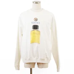 【美品】ヴェルサーチ  /HOMME PROFUMI 香水 プリント メデューサ トレーナー スウェット 丸首 袖リブ 裾リブ 長袖 トップス MITCHEL FIT メンズ サイズ XL ホワイト 白 イタリア製 VERSACEのサムネイル