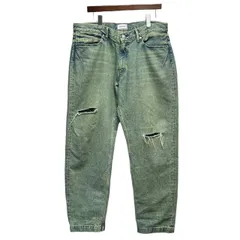 TANAKA タナカ THE SKATE JEAN TROUSERS クラッシュ加工ワイドテーパードデニムパンツ ST-134 BLEACH GREEN 33 グリーン 3495