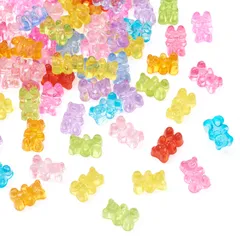 新品 ジュエリー用 アクセサリーパーツ DIY デコ素材 かわいい ハンドメイド 横穴 カボション 手芸材料 キャンディーカラー 熊 手作り素材 ベア クラフト用品 アクリルビーズ クマ 混合色 透明 約200個 12x8x6mm Beadthoven