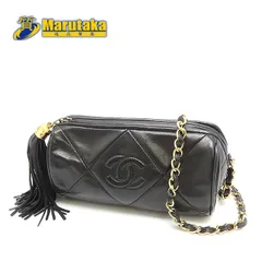 シャネル チェーン ショルダー バッグ マトラッセ ブラック フリンジ CHANEL ギャランティカード付 ヴィンテージ ブラック ゴールド 逸品質屋 丸高 尼崎市 08番台 7桁 ココマーク アンティーク chain sholder Bag