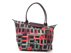 ■新品同様■ LONGCHAMP ロンシャン ル プリアージュ キャンバス×レザー ハンドバッグ トート ショルダー ボルドー系 FP5829
