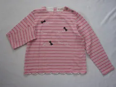 ★5 新品 未使用 ポンポネットジュニア pom ponette junior アウトレット 子供服 女の子 160cm 長袖 カットソー ピンク ボーダー 春 秋 冬 トップス 冬服 ガールズ 女児 キッズ ジュニア 【中古】 ユーズド