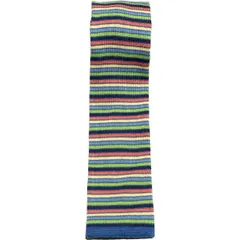 希少 MADE IN ITALY製 SEA ISLAND COTTON ボーダー柄 ニットネクタイ マルチカラー