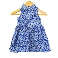 ラルフローレン ワンピース トップス ノースリーブ 花柄 ベビー 女の子用 6M 70/44サイズ 白×紺 RALPH LAUREN 【中古】