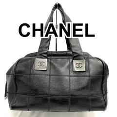 CHANEL　シャネル　チョコバー　レザー　ラムスキン　ボストンバッグ　ハンドバッグ　ココマーク　ブラック