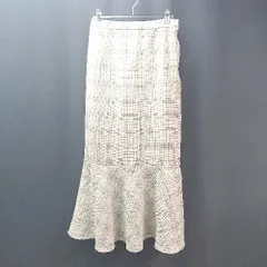 ◇ ◎ ●未使用● LOWRYS FARM チェック柄 バスケット 上品 ロング マーメイド スカート サイズM ベージュ レディース E  【1310050025021】