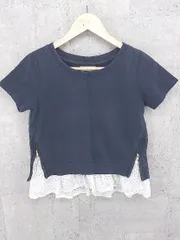 ◇ URBAN RESEARCH アーバンリサーチ フリル付き 半袖 カットソー FREE ネイビー ホワイト * 1002800228348 【中古】 【1002800228348】