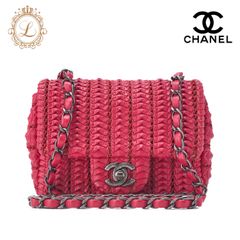 CHANEL シャネル ミニマトラッセ ターンロック チェーンショルダーバッグ ラムスキン 赤　（シルバー金具）  レディースバッグ ハイブランド【中古】【送料無料】【SS】