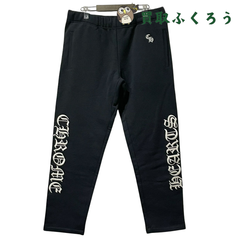 クロムハーツ Chrome Hearts　ワイノット スローライド  ロゴ刺繍  スウェットロングパンツ  CHロゴ スクロールロゴ  ブラック×ホワイト  サイズL