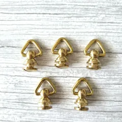 k042・レザークラフト ウォレットチェーン ドロップハンドル金 5個 真鍮