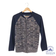 【訳アリ】Anna Nicola アンナニコラ トップス ニット カーディガン フルジップ クルーネック 長袖 レディース ネイビー グレー M アンゴラ フランス製 901-12859 送料無料 古着