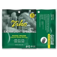 エレキギター弦 1-6弦ワンセット 09-42 Ziko 新品未開封 スーパーライトゲージ アコギも使用可