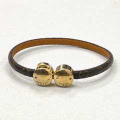 ■ LOUIS VUITTON ルイヴィトン モノグラム M6407F ブレスレット ブラスレ ヒストリック ミニ 定価41800円 ブラウン ゴールド 約17cm バングル 中古