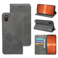 【人気商品】(グレー) ノートブック型携帯電話保護カバー多機能携帯電話ホルスター財布携帯電話ホルダーバンプパターンテクスチャ耐久性摩擦耐性携帯電話ケース男性と女性に適した多色オプション 手帳型 ケース A201SH sumaho6 simple simple 