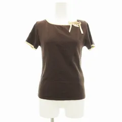 ヨンドシー 4℃ 美品 カットソー ニット バイカラー リボン M 茶 ブラウン ベージュ /JS 1105 ■GY09のサムネイル
