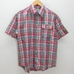 G■ミキハウス/MIKI HOUSE 半袖シャツ/チェック柄【M】ピンク系/men's/125【中古】■