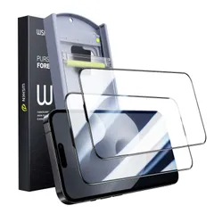 WSKEN iPhone 15 Pro Max専用ガラスフィルム【２枚セット】 簡単貼り付け 、全方位の保護、強化超極細黒、自動除塵、気泡ゼロ、指紋防止 指滑り快適 高透過率 強化ガラス アイフォン１５プロマックス対応【６.７インチ/ガイドツール