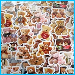 【★送料無料★】hanairo シール フレークシール １００枚セット 手帳 日記 アルバム 手作り ステッカー (テディベア)