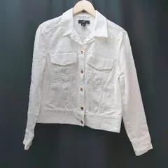 ◇ H&M デニム系生地 スタンダードカラー 胸ポケット ショート丈 長袖 ジャケット サイズ34 ホワイト レディース E  【1307210000738】