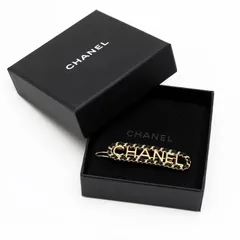 シャネル　バレッタ　ロゴ　レザー　ゴールド金具　へアクリップ　髪留め　AB3095　F21V