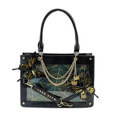 痛 トート 痛バ 大きい ショルダー 2WAY トート ショルダー PU ゴシック 高級 蝶 ハンド デコ おしゃれ 推し活 お出かけ レディース