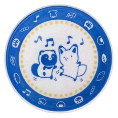 [중고] 접시·찻잔(캐릭터) 너구리 & 여우(파랑) 작은 접시 도자기 컬렉션 [이치반 쿠지 너구리와 여우~ 가마쿠라였는지 허벅지~] D상