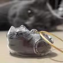 けだま入れ サバトラ  猫の毛保存容器 猫型キーリング　キーホルダー 猫型キーリング 携帯 持ち歩き 猫 遺毛 ケース メモリアルグッズ