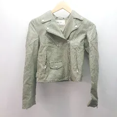 ◇ <!-利用不可文字-!>COCODEAL ココディール 革ジャン カジュアル アウター 長袖 ライダースジャケット サイズ② グリーン レディース E  【1309040098411】