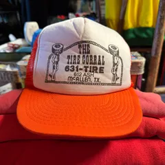 所ジョージ 山田レン 長瀬智也 80s トラッカーズキャップ 赤系オレンジ スナップバッククロージャー2個欠損