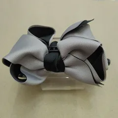 ●バナナクリップ⑪ グログラン生地 リボンモチーフ バイカラー  ヘアーアクセ ヘアクリップ シンプル 上品 かわいい おしゃれ エレガント 髪飾り