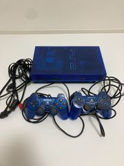 SCPH-37000　プレイステーション2　PS2　　オーシャンブルー通電確認・ディスク開閉確認のみ実施　コントローラー片方左スティック劣化あり