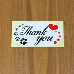 肉球Thank youシール　100枚 クリスマスプレゼントに 猫柄 犬柄