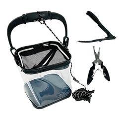 ST TS バッカン 20cm 10? プライヤー フィッシュグリップ 釣り 3点セット 水汲み バケツ 針外し 魚掴み (01 バッカン20㎝ 10? クリア プライヤー フィッシュグリップ 3点セット)