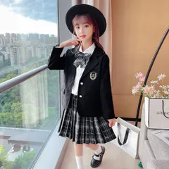 ☆ ブラック ☆ 140cm ☆ 女の子 フォーマル スーツ 4点セット pkyyh226 子供服  スーツ 女の子 卒服 スカート 子ども服 ジャケット 4点 セット 小学生 入学式 卒業式 ジュニア 女子 120 130 140 150 160