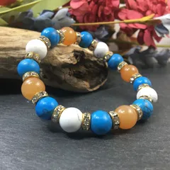 レッドアベンチュリン×ハウライト×ターコイズ パワーストーンブレス 10mm（ゴールド）メンズ・レディース　男性・女性　数珠ブレス　開運 [17] 