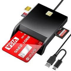 icカードリーダー マイナンバーカード対応 【4in1・2025新モデル】 設置不要 自宅で確定申告 USB-A＆Type-C 接触型 sdカードリーダー 国税電子申告 納税システム e-Tax対応マイナンバーカード ICカードリーダライタ windows 1