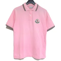 美品 MONCLER モンクレール デカワッペン 半袖 鹿の子 ポロシャツ サイズM ピンク メンズ 古着 中古 USED
