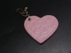 COACH コーチ シグネチャー レザー ハート バッグチャーム キーホルダー キーリング ピンク系 DJ6841