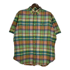 90年代 RALPH LAUREN ラルフローレン ボタンダウン 半袖シャツ マドラスチェック マルチカラー(メンズ XXL)中古 古着 T5826