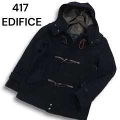 417 EDIFICE エディフィス 秋冬 メルトン ウール★ ダッフル コート Sz.L メンズ 紺 ネイビー