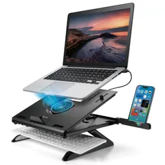 エレコム ノートPCスタンド 冷却ファン付き 折りたたみ 高さ8段階調整 スマホスタンド付き ~15.6インチ対応 ブラック PCAWLTSFANH8BK