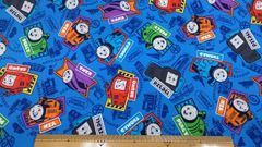 きかんしゃトーマス、生地幅110cm×長さ100cm、ブルー