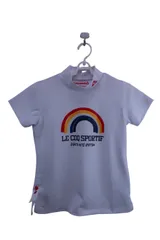 【美品】le coq sportif(ルコックスポルティフ) 半袖モックネックシャツ 白 レディース S ゴルフ用品 2504-0410 中古