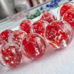 蓄光 とんぼ玉 レッド  8mm/10mm/12mm/20個セットのサムネイル