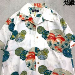 ☆鯉柄 アロハシャツ シルク未使用和柄 開襟 半袖 M Fukuwauchi - メルカリ