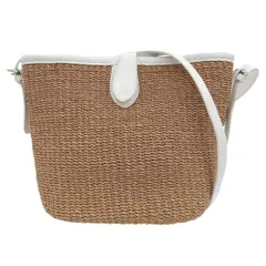 美品 ラルフローレン RALPH LAUREN 90年代 ヴィンテージ レザー バスケット ショルダー 斜め掛け バッグ カゴ 麦藁 ストロー レディース