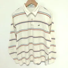 (^w^)b Crocodile クロコダイル 1602-61214 綿100％ 長袖 ポロシャツ ラガーシャツ ラグビーシャツ カットソー プルオーバー ストリート  カジュアル アウトドア レジャー アメカジ スポカジ ボーダー ホワイト メンズ サイズL