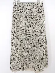 ◇ NICE CLAUP リバーシブル チェック アニマル柄 ロング フレア スカート ベージュ ブラック レディース P  【中古】 【1208290001878】